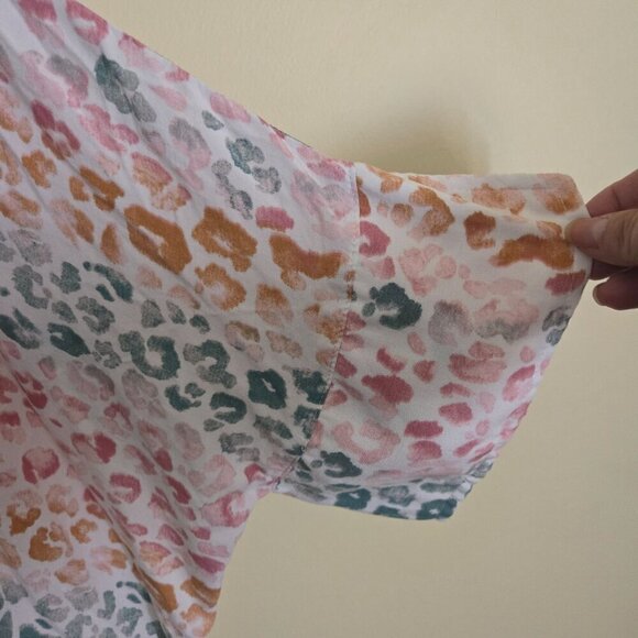 Entro NWOT Spotted Multi Button Top Colorful Leopard Print Oversized Lagonlook S - Picture 6 of 10